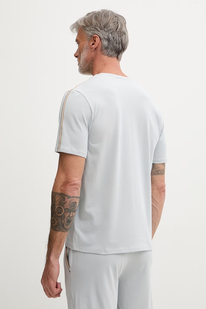 Îmbrăcăminte BOSS tricou loungewear bărbătesc din bumbac cu elastan Unique T-Shirt 50545930 gri