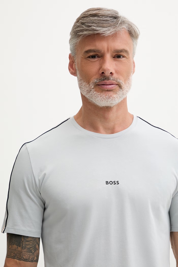 BOSS tricou loungewear bărbătesc din bumbac cu elastan Unique T-Shirt gri 50545930