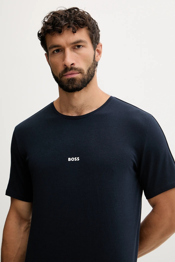 BOSS lounge tričko pánske bavlnené s elastanom Unique T-Shirt tmavomodrá 50545930