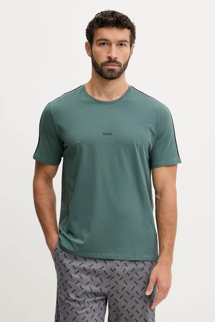BOSS tricou loungewear bărbătesc din bumbac cu elastan Unique T-Shirt verde 50545930