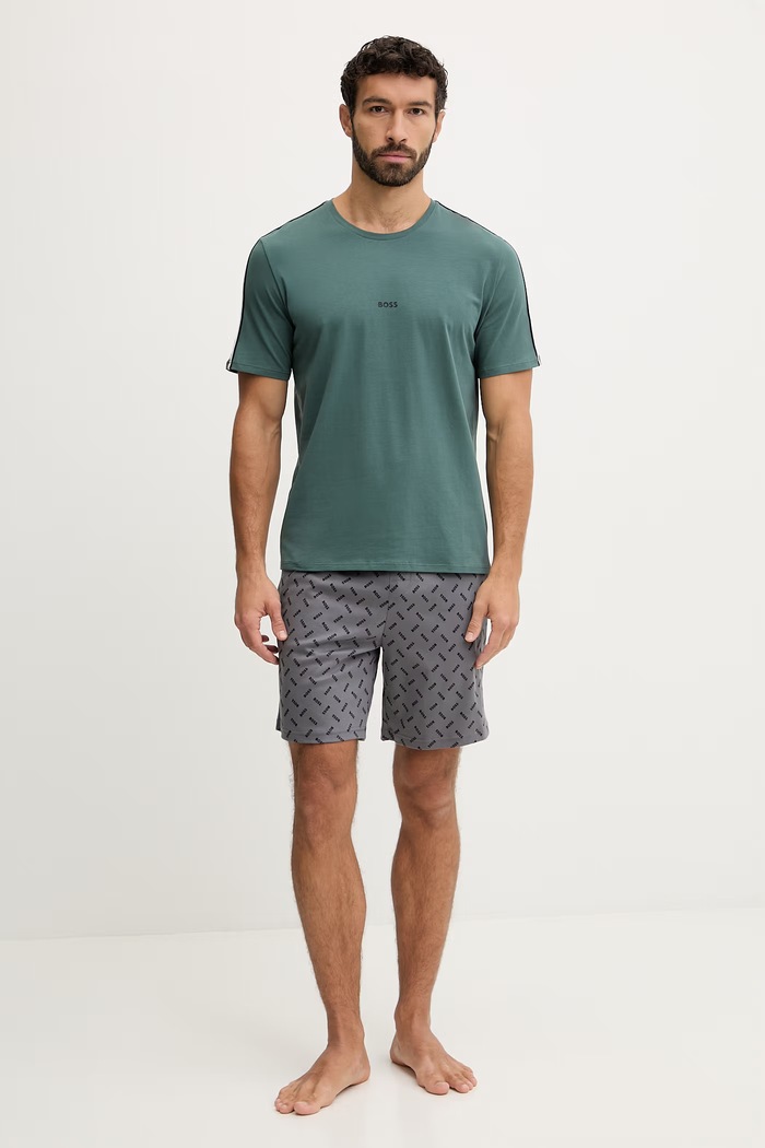 BOSS tricou loungewear bărbătesc din bumbac cu elastan Unique T-Shirt 50545930 verde SS26