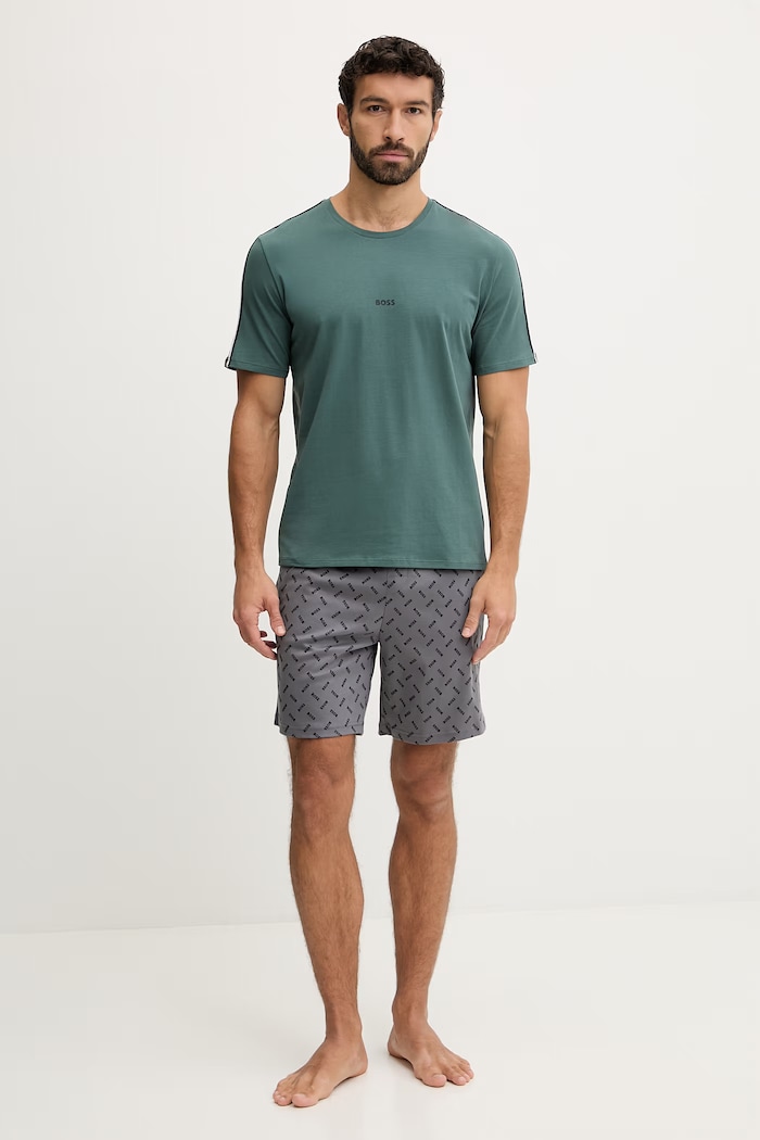 BOSS tricou loungewear bărbătesc din bumbac cu elastan Unique T-Shirt 50545930 verde SS26
