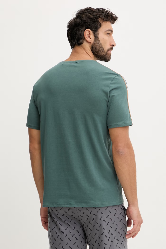 Îmbrăcăminte BOSS tricou loungewear bărbătesc din bumbac cu elastan Unique T-Shirt 50545930 verde