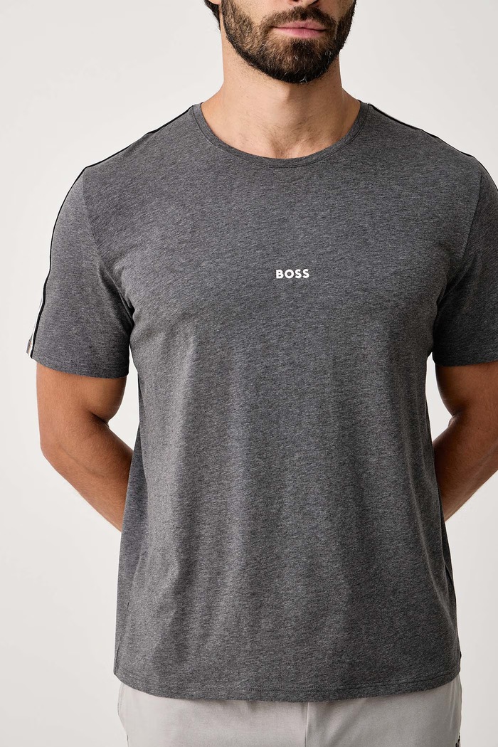Домашна тениска мъжка от памук с еластан Unique T-Shirt BOSS 50545930 сив