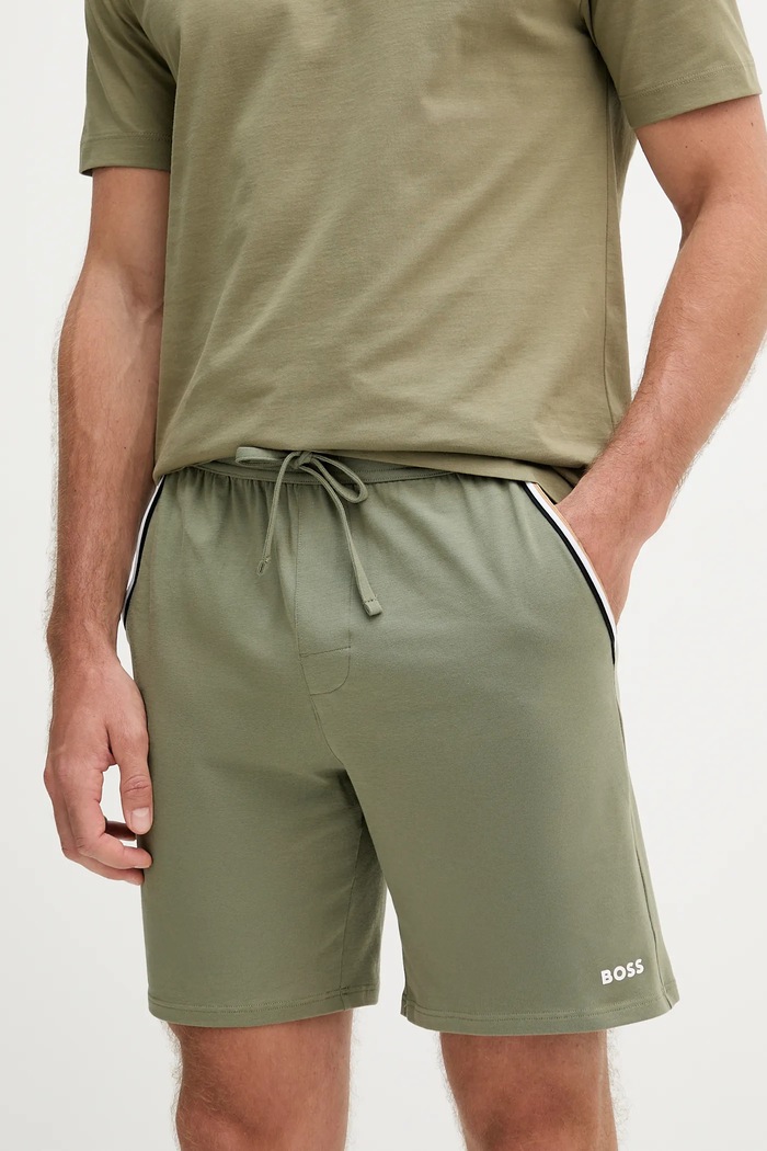 BOSS σορτς lounge ανδρικά βαμβακερά με ελαστάν Unique Shorts CW βαμβάκι πράσινο 50545942