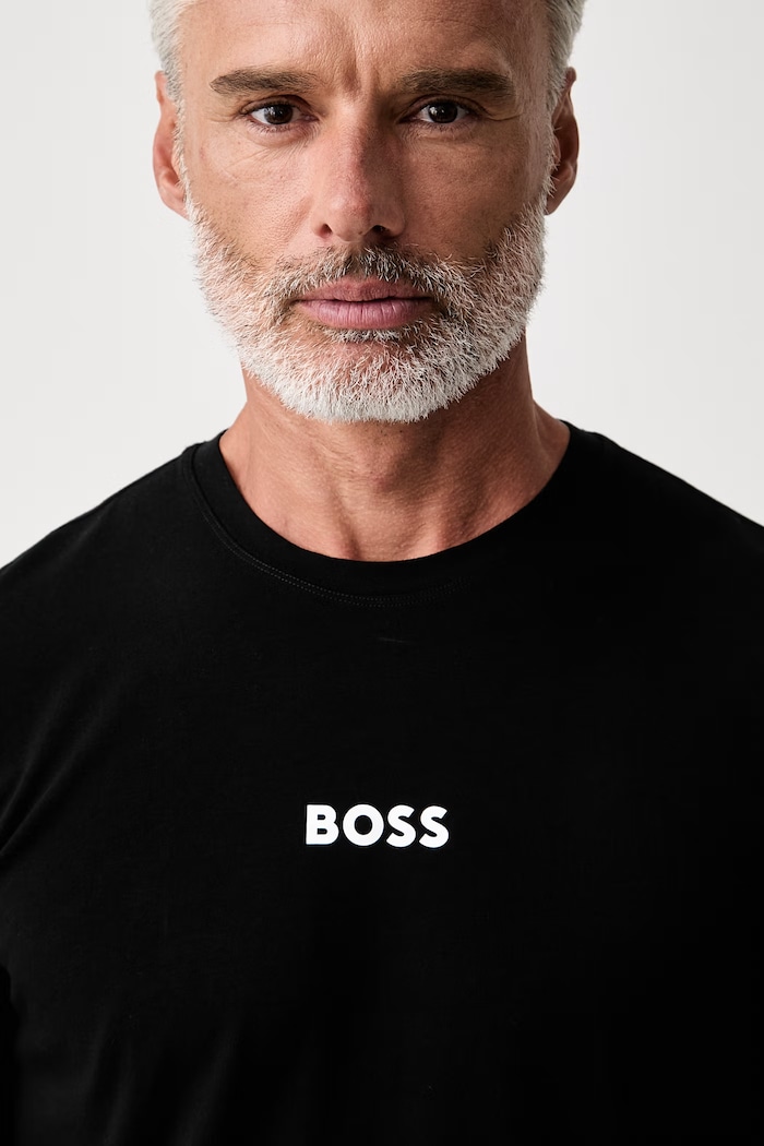 BOSS piżama dwuczęściowa męska z bawełną Easy Short Set czarny 50545944