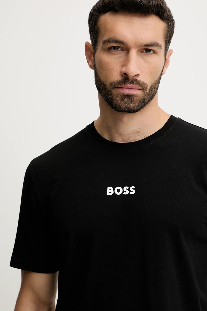 BOSS piżama dwuczęściowa męska z bawełną Easy Short Set czarny 50545944