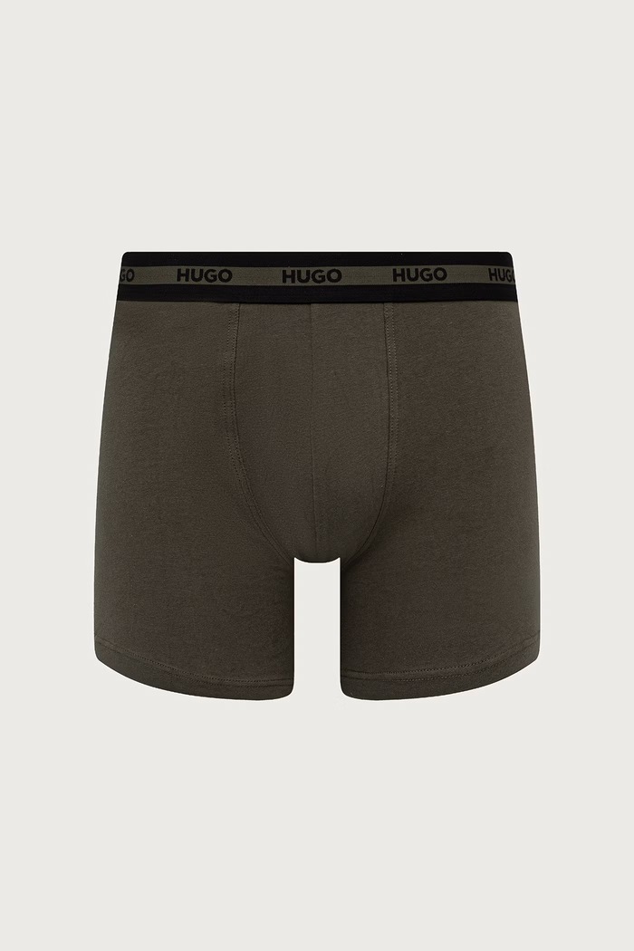 HUGO Μποξεράκι ανδρικό βαμβακερό με ελαστάν BOXER BR PLANET DES 3-pack 50545674 πράσινο SS26