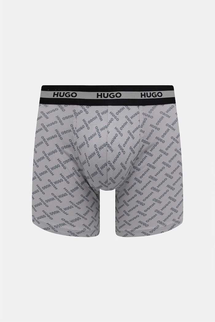 Îmbrăcăminte HUGO boxeri pentru bărbați, din bumbac cu elastan BOXER BR PLANET DES pachet de 3 50545674 gri