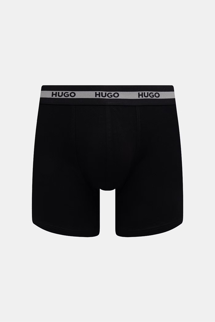 HUGO boxeri pentru bărbați, din bumbac cu elastan BOXER BR PLANET DES pachet de 3 gri 50545674