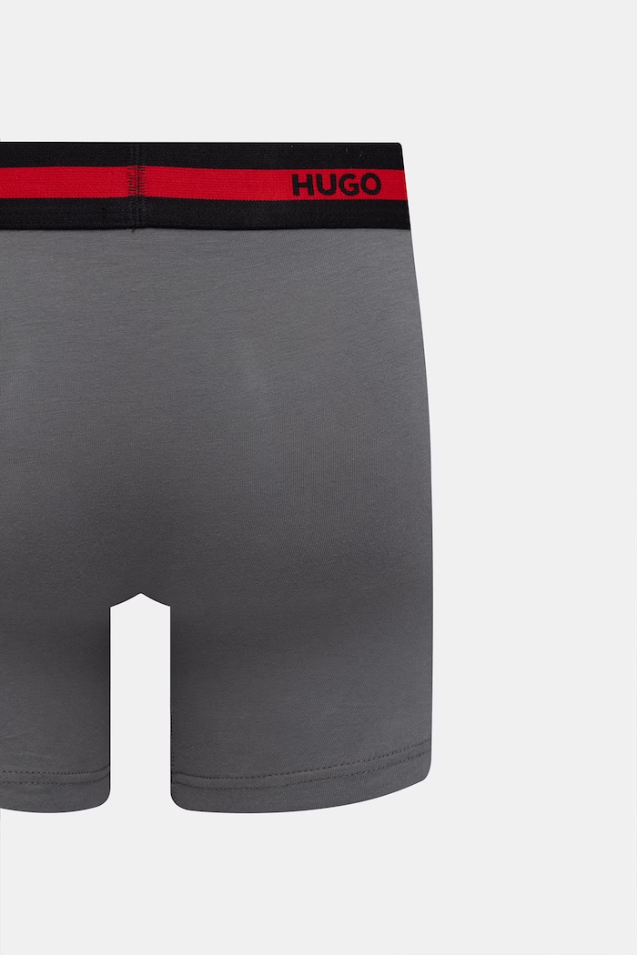 HUGO boxeri pentru bărbați, din bumbac cu elastan BOXER BR PLANET DES pachet de 3 50545674 gri