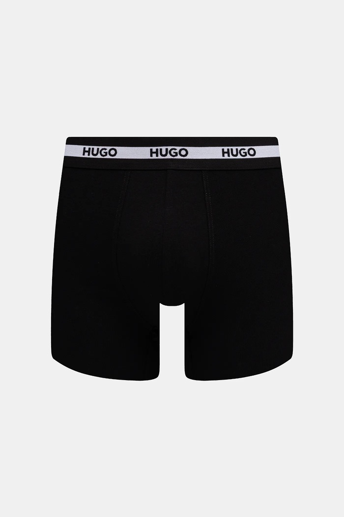 HUGO bokserice za muškarce od pamuka s elastanom BOXER BR PLANET DES 3-pack 50545674 crna SS26