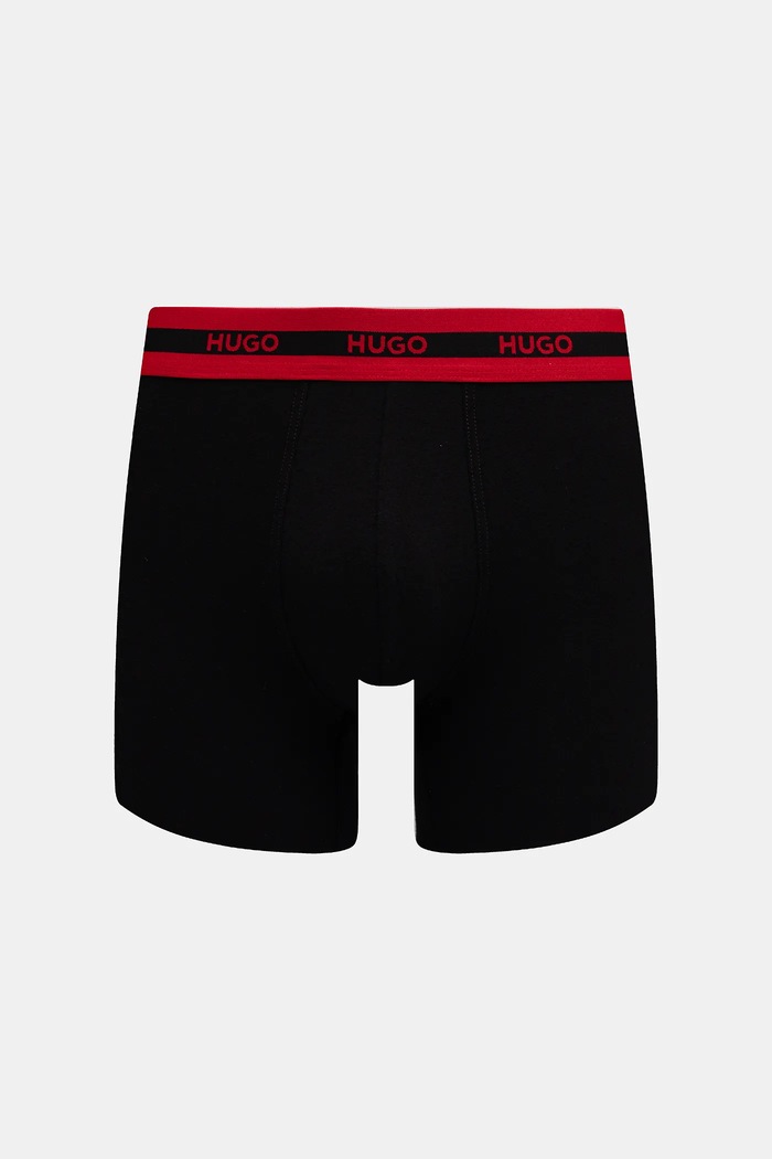 Odjeća HUGO bokserice za muškarce od pamuka s elastanom BOXER BR PLANET DES 3-pack 50545674 crna