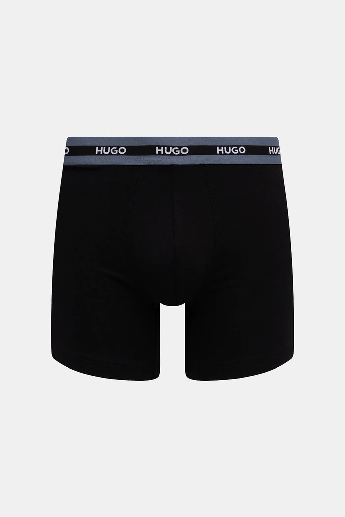 HUGO boxeri bărbați din bumbac cu elastan BOXER BR PLANET DES pachet de 3 negru 50545674
