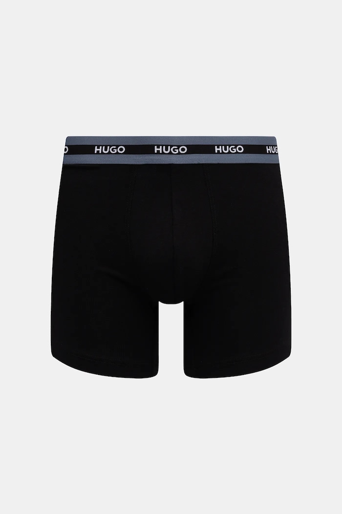 HUGO boxeri bărbați din bumbac cu elastan BOXER BR PLANET DES pachet de 3 negru 50545674