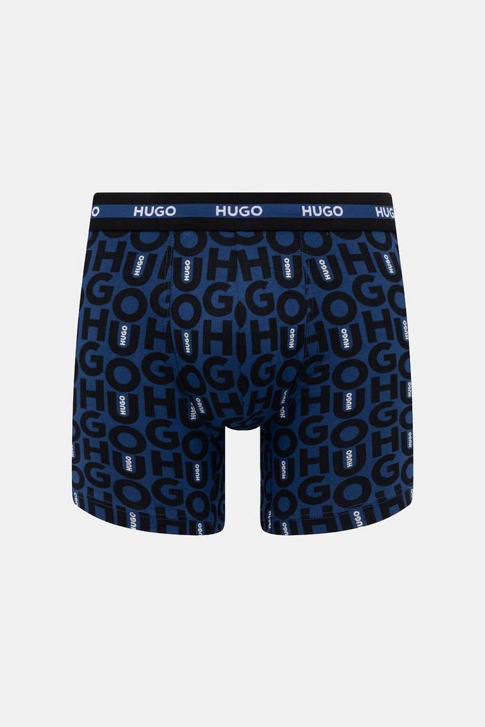 HUGO boxeri bărbați bumbac cu elastan BOXER BR PLANET DES pachet de 3 negru 50545674