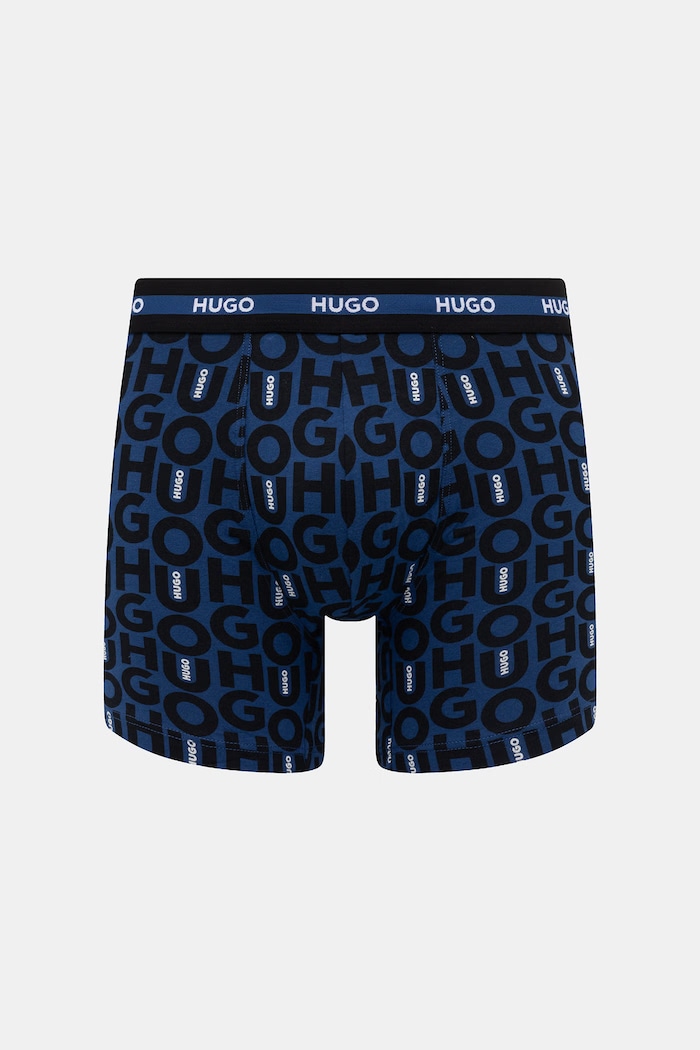 HUGO boxeri bărbați bumbac cu elastan BOXER BR PLANET DES pachet de 3 negru 50545674