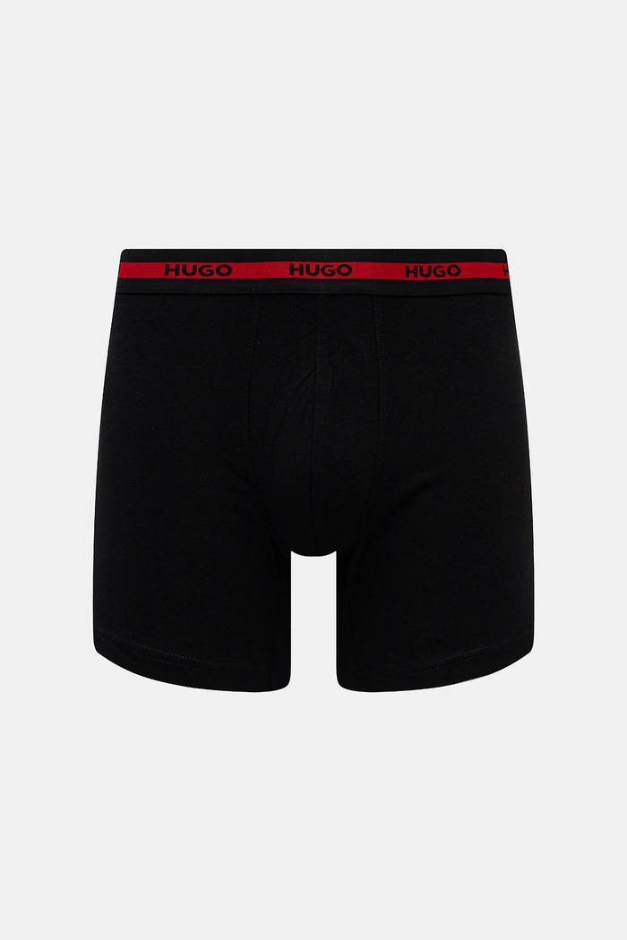 HUGO boxeri bărbați din bumbac cu elastan BOXER BR PLANET DES pachet de 3 negru 50545674