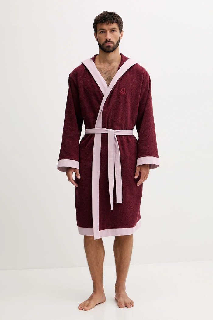 United Colors of Benetton halat de baie din bumbac bumbac burgundia 6ORD2801R