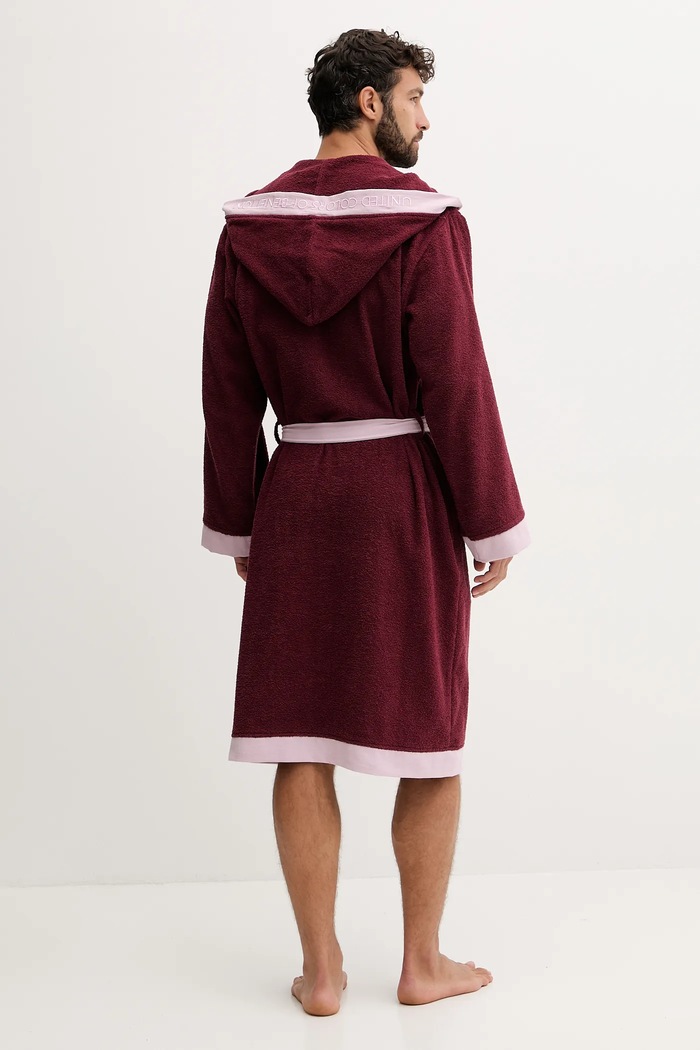 United Colors of Benetton halat de baie din bumbac 6ORD2801R burgundia AW25