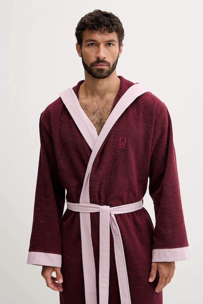 Îmbrăcăminte United Colors of Benetton halat de baie din bumbac 6ORD2801R burgundia