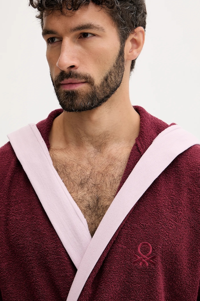 United Colors of Benetton halat de baie din bumbac burgundia 6ORD2801R