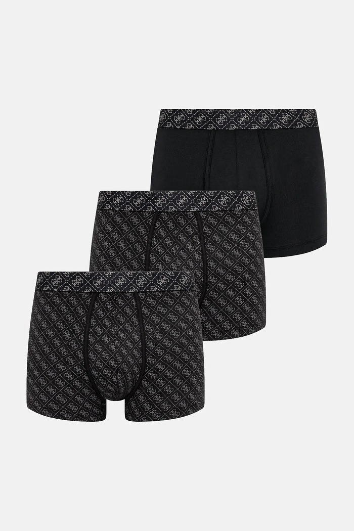 Bavlnené boxerky Guess 3-pak jemný vzor čierna U5BG69.K6YW1
