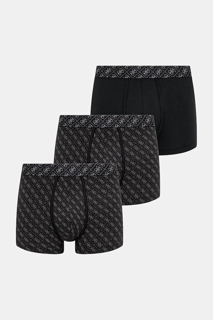 Bavlnené boxerky Guess 3-pak jemný vzor čierna U5BG69.K6YW1