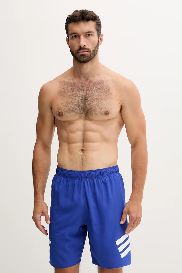 Плувни шорти adidas Icon 3-Stripe надпис син JX5021