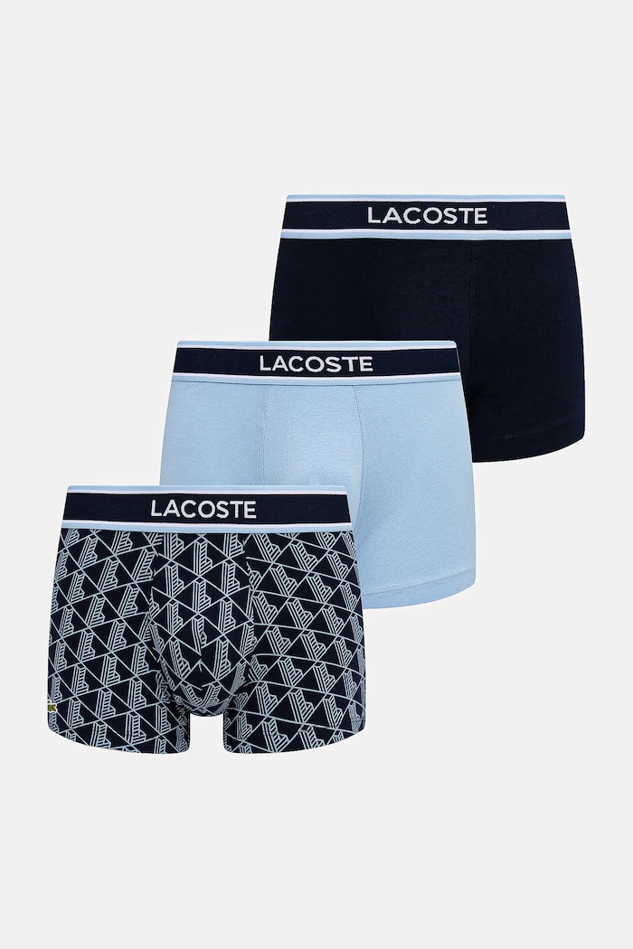 Boxerky Lacoste 3-pak pletenina modrá 5H4970