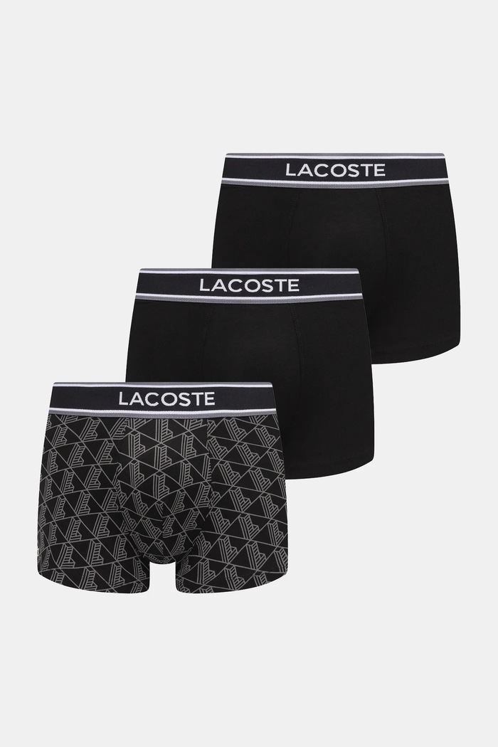Boxerky Lacoste 3-pak pletenina čierna 5H4970