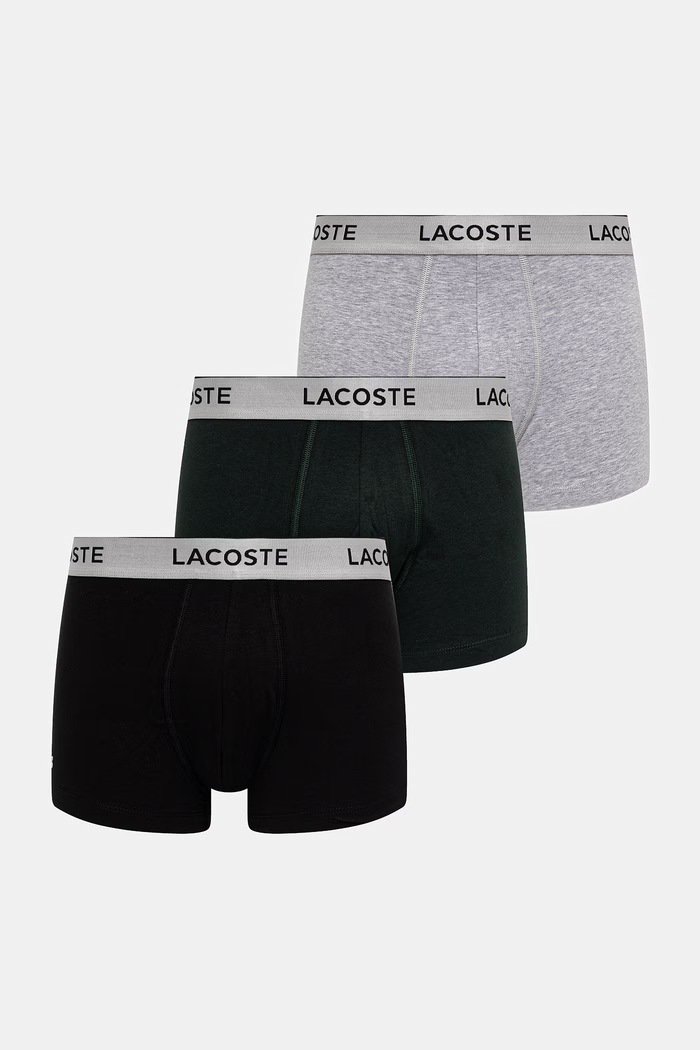 Lacoste priliehavé boxerky pánske s bavlnou 3-pak čierna 5H6428