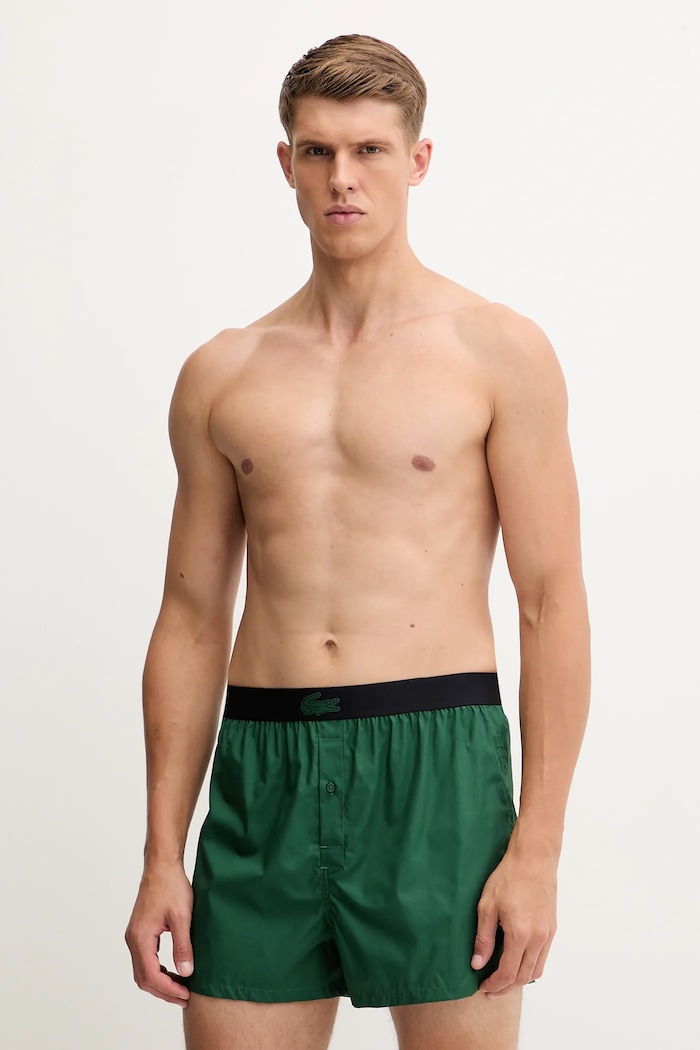 Bavlněné boxerky Lacoste 3-pack hladký zelená 7H4961