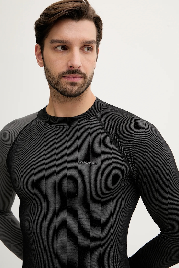 Set de lenjerie intimă termoactivă pentru bărbați cu lână Mounti Viking negru 500.27.8758
