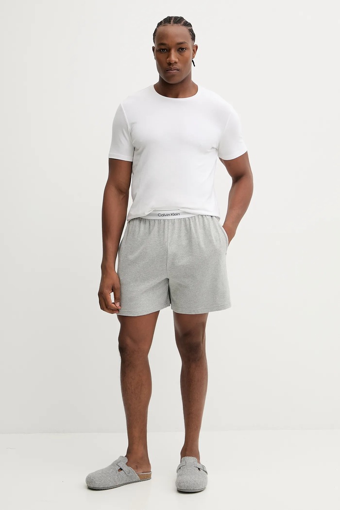 Calvin Klein Underwear pyžamové šortky pánské bavlněné LV00NM2927 šedá SS26