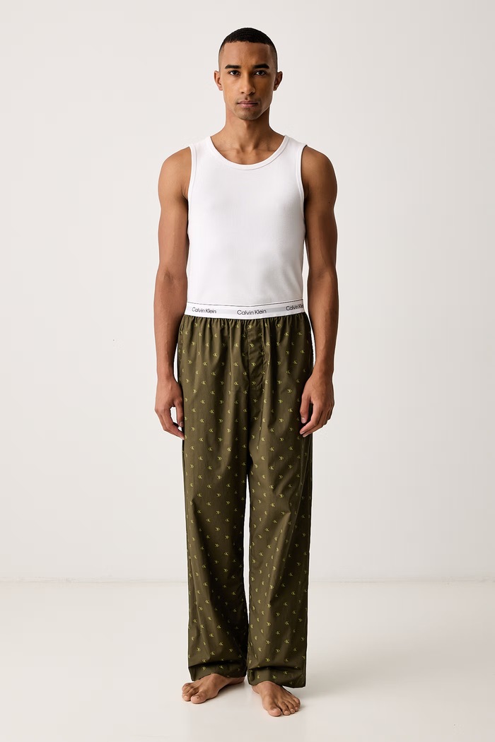 Calvin Klein Underwear Pyžamové kalhoty pánské bavlněné LV00NM2830 zelená SS26