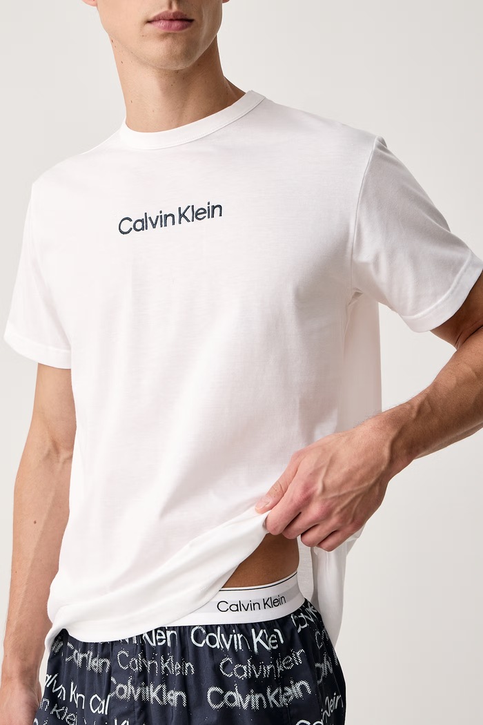Piżama męska bawełniana Calvin Klein Underwear LV00NM2906 biały
