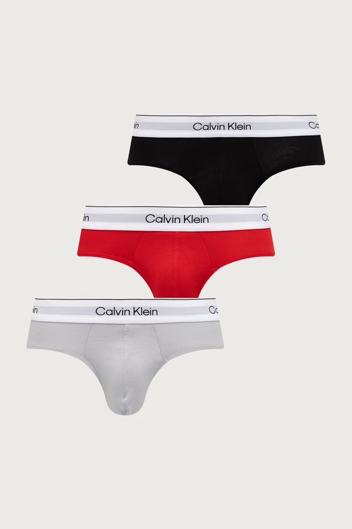 Calvin Klein Underwear Slipy pánske bavlnené s elastanom 3-pak sivá LV00NB4563