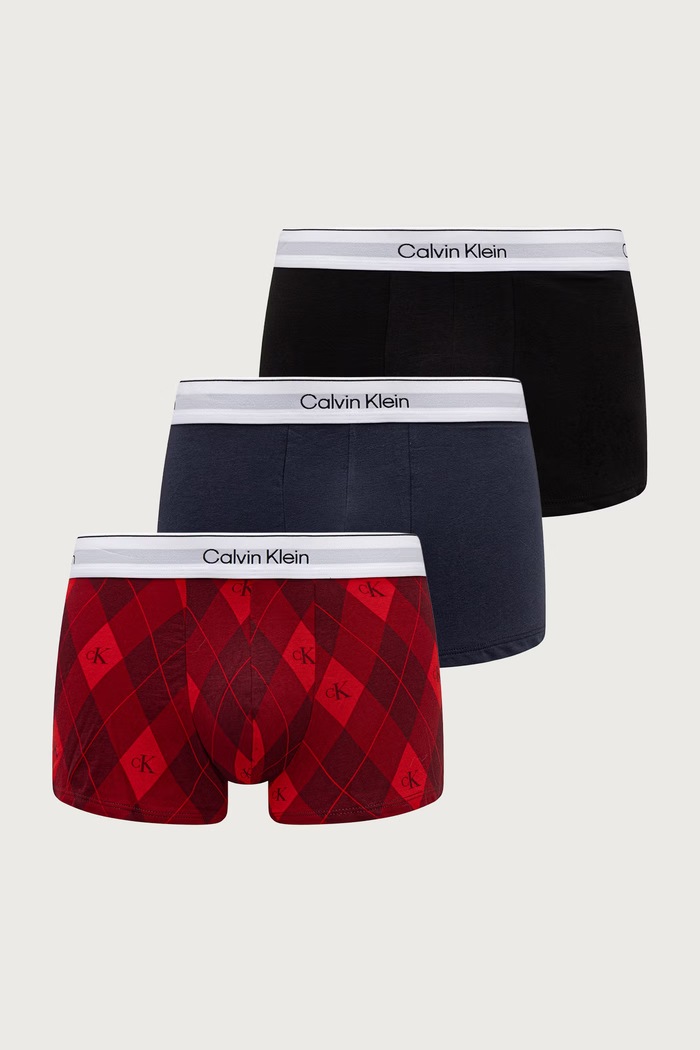Calvin Klein Underwear Bokserki dopasowane męskie bawełniane z elastanem 3-pack bordowy LV00NB4564
