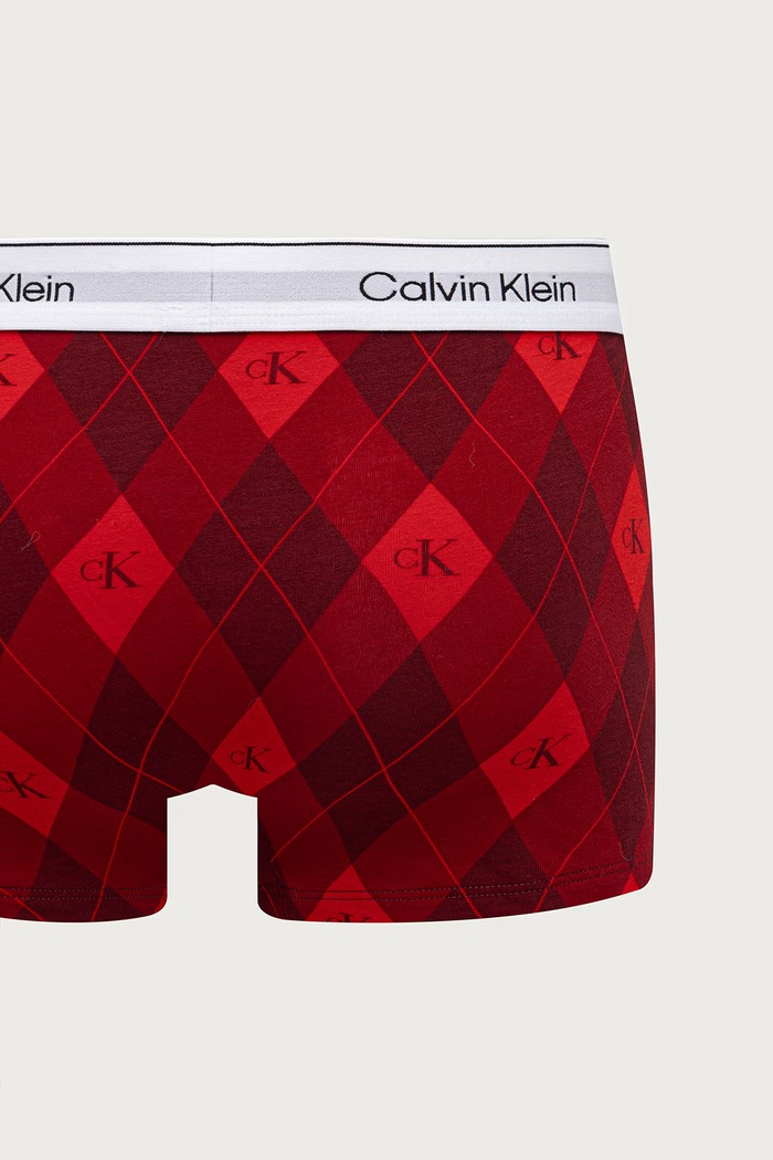 Bokserki dopasowane męskie bawełniane z elastanem 3-pack Calvin Klein Underwear bordowy LV00NB4564