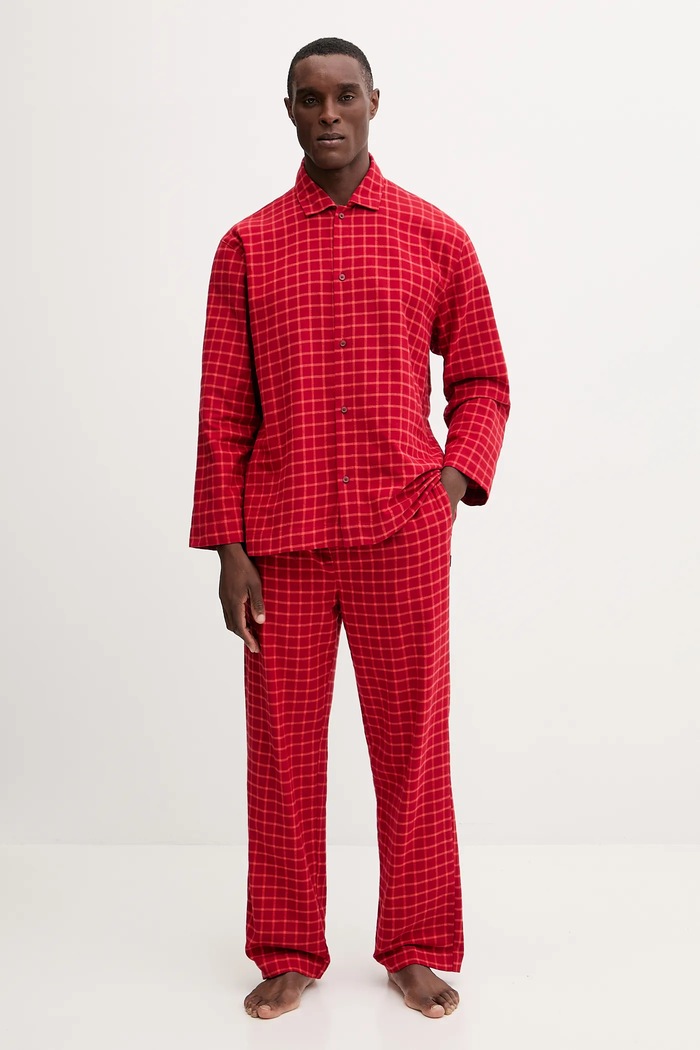 Памучна пижама Calvin Klein Underwear комплект червен LV00NM2954