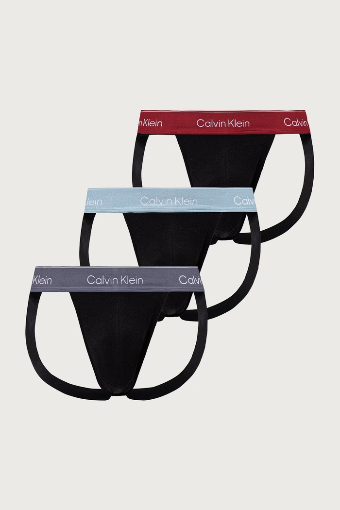 Calvin Klein Underwear Jockstrapy męskie bawełniane z elastanem 3-pack czarny LV00NB4382