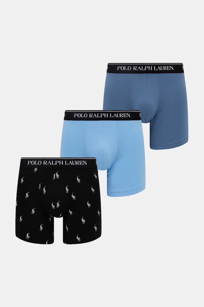 Polo Ralph Lauren boxerky pánske bavlnené s elastanom 3-pak pletenina čierna 714830300