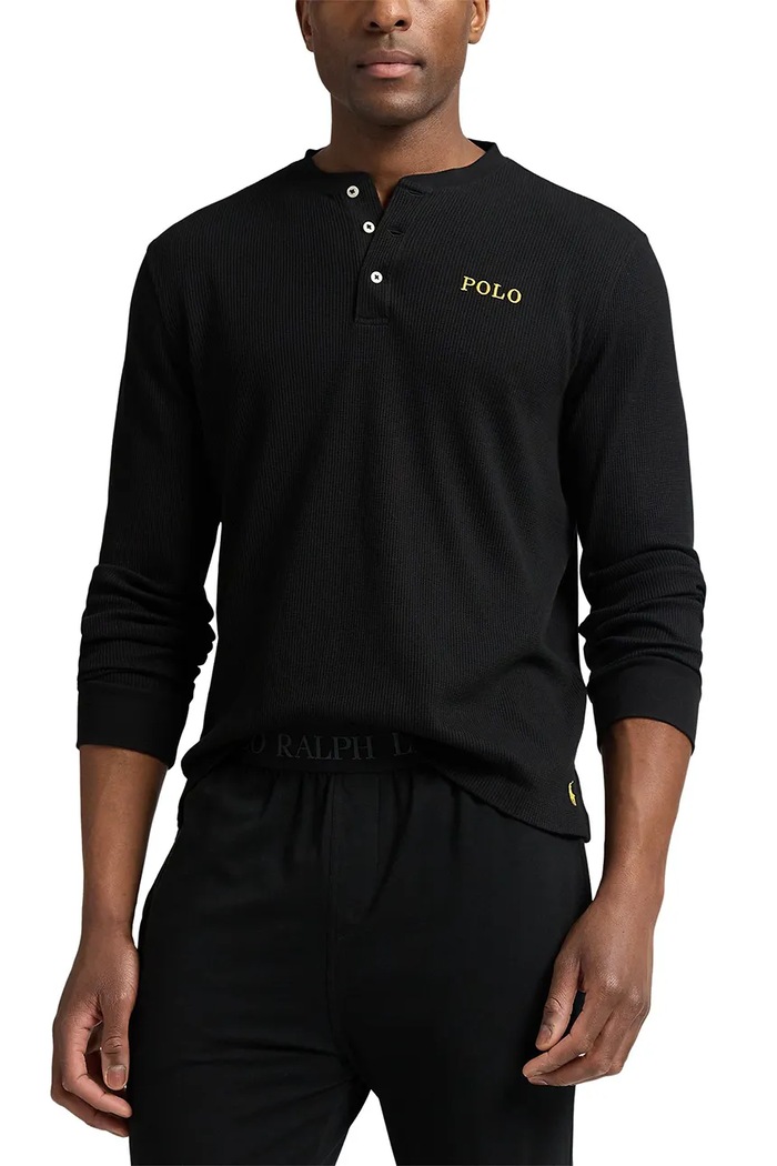 Pyžamové tričko s dlhým rukávom Polo Ralph Lauren vrchný čierna 714950609