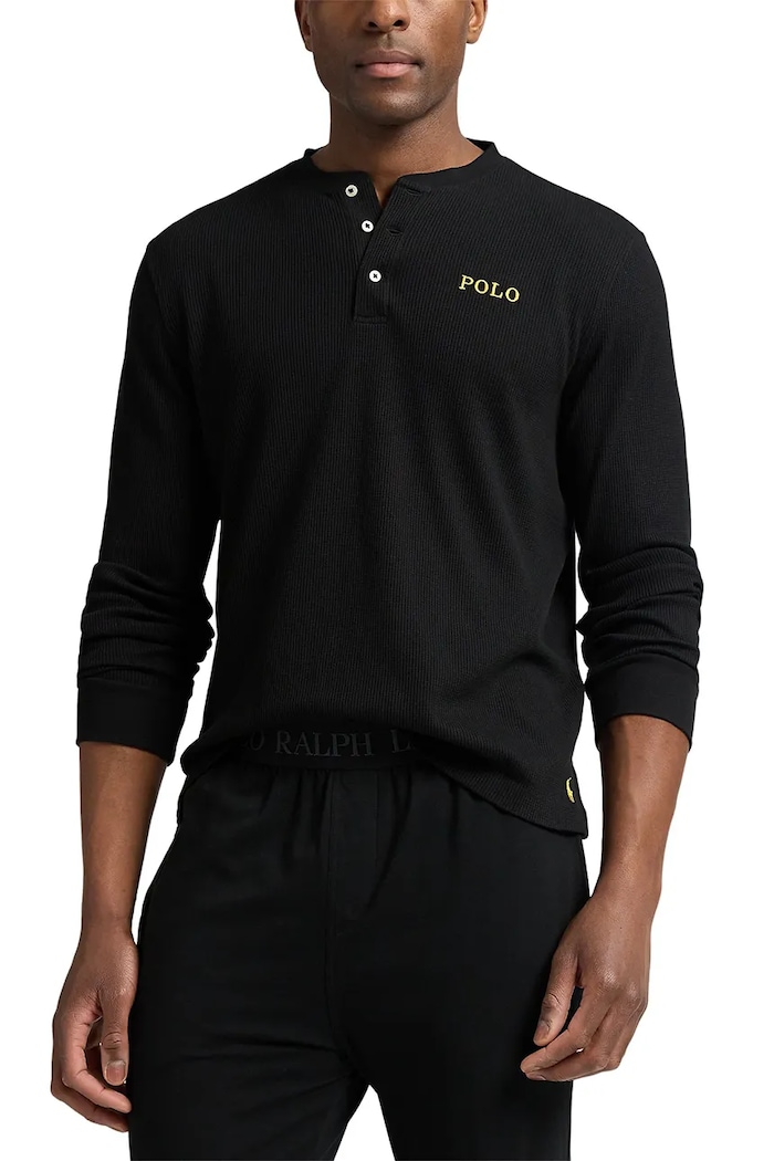 Pyžamové tričko s dlhým rukávom Polo Ralph Lauren vrchný čierna 714950609