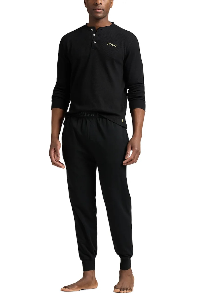 Oblečenie Pyžamové tričko s dlhým rukávom Polo Ralph Lauren 714950609 čierna