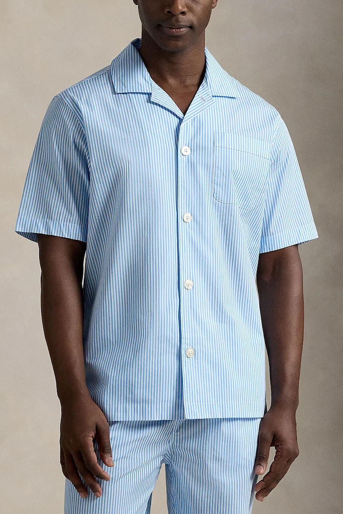 Bavlnená pyžamová košeľa Polo Ralph Lauren vrchný modrá 714981415