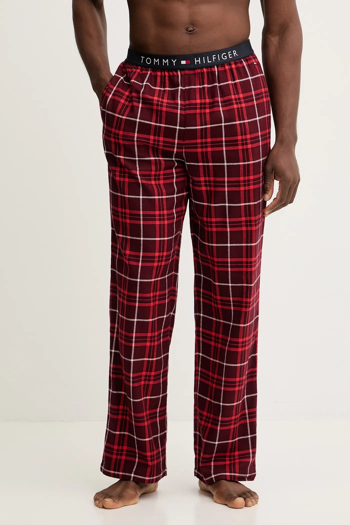 Dugi donji dio pidžame Tommy Hilfiger tkanina bordo UM0UM03589