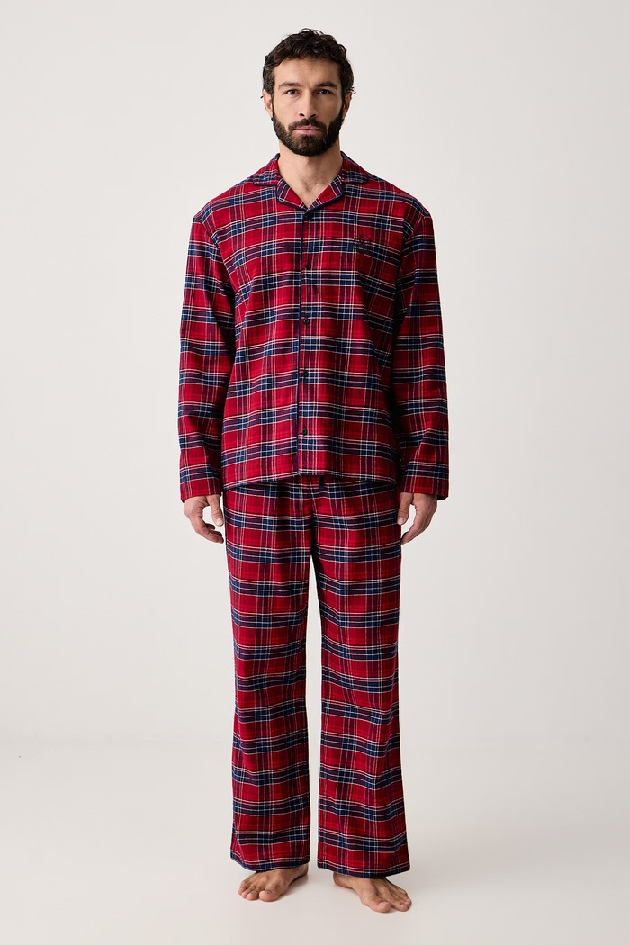 Tommy Hilfiger Piżama dwuczęściowa męska z wiskozą czerwony UM0UM03659