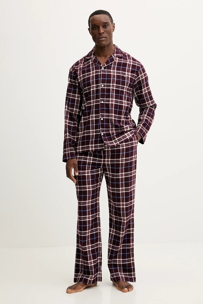 Pyžamo Tommy Hilfiger látka burgundské UM0UM03659